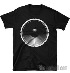 a black t - shirt with an image of a speaker in the middle of it