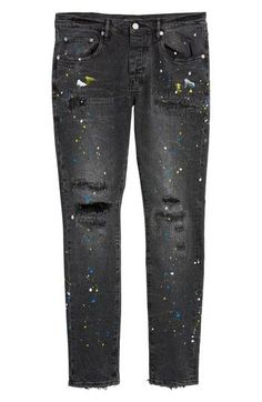 Speckled paint splatters and ripped knees lend streetwear-inspired style to these skinny jeans enhanced with a bit of stretch to move with you. 98% cotton, 2% Lycra® spandex Machine wash, dry flat Imported Asian Founded Spring Streetwear Jeans With Paint Splatter, Urban Style Paint Splatter Jeans For Streetwear, Casual Fitted Jeans With Paint Splatter, Casual Paint Splatter Jeans For Streetwear, Spring Fitted Jeans With Paint Splatter, Trendy Paint Splatter Jeans, Paint Splatters, Purple Paint, Paint Splatter