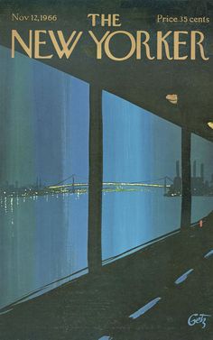 an advertisement for the new yorker magazine, featuring a view of the bay bridge