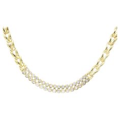 14kt yellow gold necklace featuring 2 rows of 2.05 cts round diamonds (G-H VS-SI) Diamond Choker Necklace, Diamond Choker, Yellow Gold Necklace, American Modern, Round Diamonds, Choker, Choker Necklace, Gold Necklace, Jewelry Necklaces