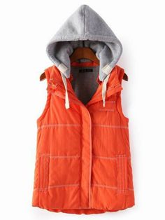 cotton vest with attached hoodie showcasing a thick pair of hoodie strings in the front and coat like closure Collar Vest, Hoodie Vest, Vest Coat, Sleeveless Jacket, Band Collar, Cotton Hoodie, 404 Error, Casual Hoodie, Vest Jacket