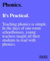 a blue poster with the words phonics it's practical