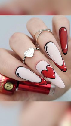 Valentine Nail Art, Romantic Nails, Nail Art For Beginners, Colorful Nails, Nail Designs Valentines, Heart Nails, Dope Nails, Nail Arts