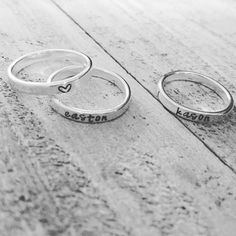 Beautiful Sterling Silver Hand-Stamped Metal Stacking Rings, or Mother's Rings! Can be personalized with names, numbers, and hearts or even short phrases! Rings come in whole sizes only, and are about 3mm in width. Perfect for stacking 2 or 3 together! **Size 11 and 12 rings are 4mm wide Please note that the more characters (letters/numbers) that I hammer into a ring, the more the band will stretch size, usually no more than 1/4 to 1/2 size. I typically suggest only one name or one date per ring Silver Hand Stamped Rings For Mother's Day, Mother's Rings, Short Phrases, Character Letters, Hand Stamped Metal, Stamped Metal, Mother Rings, Name Rings, Thumb Rings