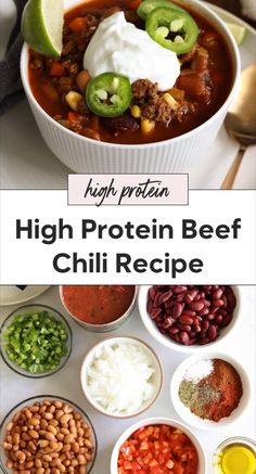 high protein beef chili recipe in a bowl