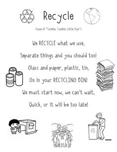 Recycling poem. Earth Day Poems, Recycling Lessons, Preschool Songs