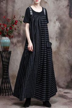 #stripes #vest #maxidress #linen Black Sleeveless Dress With Pockets, Casual Black Sleeveless Dress With Pockets, Black Cotton Sleeveless Sundress, Black Non-stretch Sundress, Bohemian Black Sleeveless Dress For Spring, Spring Bohemian Black Sleeveless Dress, Black Sleeveless Dress With Pockets For Summer, Casual Black Sleeveless Dress For Fall, Black Square Neck Sundress Maxi Dress