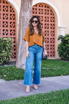 Wide Leg Crop Jeans Outfit, Ankle Jeans Outfit, Cropped Jeans Outfit, Top Spring Outfits, Style Wide Leg Jeans, Sugar Love, Look Formal, Cropped Wide Leg Jeans