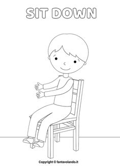 a boy sitting on a chair with the words alzo la mano per parlarre