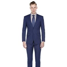 It Features A Standard 2 Button Closure, Back Side Vents On The Jacket, And Flat Fron Pants. Blue Slim Fit Suits With Welt Pockets, Slim Fit Blue Suits For Workwear, Slim Fit Blue Suit For Work, Blue Suits With Flat Front For Work, Blue Single Button Suit For Workwear, Blue Single-button Suit For Work, Blue Single Button Suits For Workwear, Blue Business Suit With Flat Front, Blue Suits With Hidden Button Closure For Office