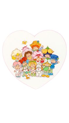 a heart shaped plate with cartoon characters on it