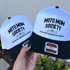 our newest moto mom hat!  designed by me to be worn by you🖤🏁 Otto one size fits most SnapBack hat Adjustable Cap For Biker Events, Moto Mom, Mom Hat, Risk Taker, Mom Hats, Snapback Hat, Trucker Cap, Snapback Hats, Caps Hats