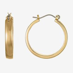 Features: HypoallergenicEarring Back: HingedMetal Color: Gold ToneEarring Length: 28mmEarring Width: 3mmCare: Wipe CleanEarrings Style: Hoop EarringsMetal: ZincCountry of Origin: Imported Earrings Hoop, Earrings Color, Liz Claiborne, Jewellery And Watches, Gold Tones, Hoop Earrings, Women Jewelry, Yellow, Gold