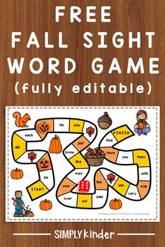 a free fall sight word game that is fully editable for kids to play with