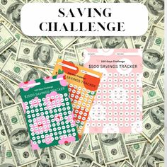 a pile of money with the words saving challenge on it