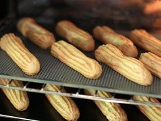 some cookies are cooling in the oven and being grilled to make them look like they have been baked