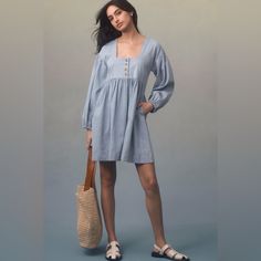 By Anthropologie Long-Sleeve Square-Neck Denim Babydoll Mini Dress 100% Cotton Pullover Styling Pockets Machine Wash Pit To Pit: 18” Waist: 16.5” Length: 33.5” Casual Linen Mini Dress For Brunch, Chic Long Sleeve Light Wash Dress, Denim Blue Long Sleeve Casual Dress, Denim Blue Long Sleeve Mini Dress For Day Out, Long Sleeve Denim Blue Mini Dress For Day Out, Casual Light Wash Long Sleeve Dresses, Long Sleeve Denim Dress For Brunch, Casual Light Blue Mini Dress For Daywear, Linen Mini Dress For Fall