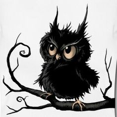 an owl sitting on a tree branch with its eyes wide open