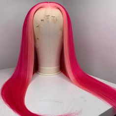 Peruvian Hair Fuschia Pink Highlight Straight Lace Front Wig – Prosp Hair Shop Highlight Lace Front Wig, Black Red Hair, Dark Purple Hair, Blonde Streaks, 360 Frontal, Hair Tape, 613 Blonde, Pink Highlights, Wig Human Hair