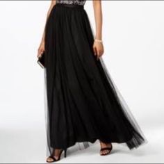 Adrianna Papell Mesh Maxi Skirt New With Tags: A Brand-New, Unused, And Unworn Item Pattern: Solid Size: 2 Material: Polyester Style: Maxi Skirt Length: Long Rise: High Waist Elegant Tulle Maxi Skirt For Night Out, Spring Formal Tulle Maxi Skirt, Formal Spring Tulle Maxi Skirt, Elegant Tulle Skirt Bottoms For Night Out, Black Tulle Skirt For Formal Occasions, Black Tulle Skirt For Cocktail Occasions, Black Tulle Skirt For Cocktail, Style Maxi Skirt, Mesh Maxi Skirt