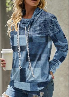 Color:Denim Blue;Size:S;Size:M;Size:L;Size:XL;Size:XXL;Package Contents:1 X Sweatshirt;Occasion:Other;Style:Casual; Casual Turtleneck, Cowl Neck Sweatshirt, Turtleneck Sweatshirt, Collared Sweatshirt, Denim Patchwork, Printed Denim, Long Sleeve Sweatshirt, Women Hoodies Sweatshirts, Pullover Sweatshirts