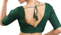 8 Back Open Blouse, Blouse For Saree, Green Blouse Designs, Dark Green Blouse, Model Blouse, Open Blouse, Best Blouse Designs, Latest Model Blouse Designs, Blouse Back Neck Designs