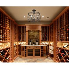 a wine cellar filled with lots of bottles