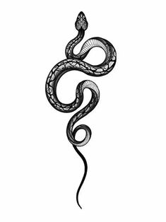 a black and white drawing of a snake