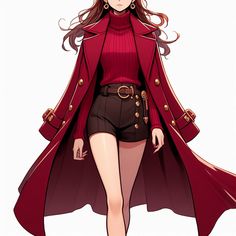 Classic Style Outfits, Anime Dress, Red Outfit, Fantasy Clothing, Edgy Outfits