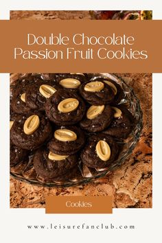 double chocolate passion fruit cookies in a glass bowl