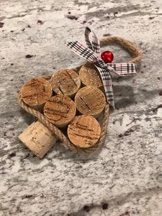 some wine corks are sitting on the table