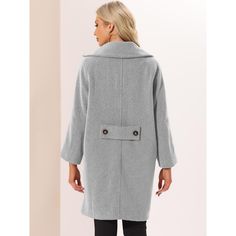 This winter coat features a notch lapel collar and double-breasted details, exuding elegance. Pair it with high heels and a stylish bag for a fashionable look in the winter. Perfect for cool weather, shopping, work, office, outdoor activities, casual outings, and weekends. Machine wash with like colors for easy care. Chic Double-breasted Outerwear With Lapel Collar, Chic Pea Coat With Double-breasted Fastening And Lapel Collar, Chic Wool Coat With Pockets, Chic Solid Color Sweater Coat With Lapel Collar, Chic Solid Sweater Coat With Lapel Collar, Solid Color Wool Coat With Lapel Collar For Work, Solid Color Pea Coat With Lapel Collar For Office, Office Pea Coat With Lapel Collar In Solid Color, Chic Pea Coat With Pockets For Office