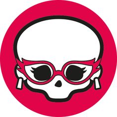 a red and white skull wearing sunglasses