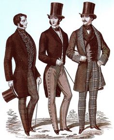 If only Men still dressed like this! Boys today think they have Class well boys swag sounds like you have a funky odor now take a shower and man the Fu*K up Victorian Mens Fashion, 19th Century Men, 1850s Fashion, Victorian Era Fashion, Victorian Man, Clothing Guide, Victorian Costume