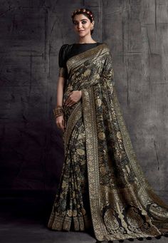 Buy Special silk Saree Party wedding wear dresses Black silk festival wear saree 8304 online in USA, UK and Canada from KollyBollyEthnics.com Black Party Wear Saree, Black Party Wear, Zari Saree, Purple Weave, Design Saree, Linen Sarees, Party Wear Saree, Ethnic Sarees, Wedding Saree Indian