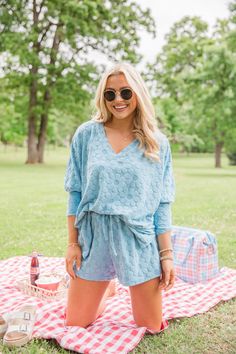 No Complaints Light Blue Floral Terry Cloth Top Blue V-neck Sleepwear For Spring, Blue Shorts For Spring Lounging, Blue V-neck Sleepwear For Vacation, Wedding Swimwear, Cocktail Dress Wedding Guest, Top With Shorts, Plus Size Romper, Bra Dress, Inspiring Things