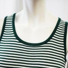 St. John Creates Tops That Embody A Polished, Feminine Sophistication With A Heavy Focus On Versatility And Functionality. These Stretchy Scoop-Neck Striped Shells In Emerald And Bright White Color Create A Formal Yet Fashion-Forward Look And Are Perfect For Layering With Your Own St. John Knits!. Available Sizes: P (Length 22.5", Bust 31") / S (Length 22.5", Bust 34") Material: 60% Wool, 40% Rayon Condition: All Brand New With Tags Attached. Item Number: (S) 120131 *Buy 2 Shells Get 1 Free St. Fitted Striped Cotton Knit Top, Outfits Jewelry, St John Knits, Shell Top, Shell Tops, St John, Item Number, Bright White, White Color