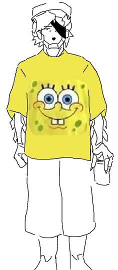 a drawing of spongebob wearing a yellow shirt