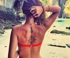 Back tattoo - love the symmetry Tattoo Son, Backpiece Tattoo, Compass Tattoo Design, Sak Yant Tattoo, Tattoo Zeichnungen, Amazing Tattoos, Back Tattoo Women, Back Tattoos, Trendy Tattoos