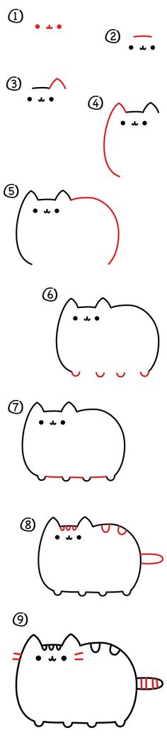 how to draw a cartoon cat with different shapes and sizes for each character's face