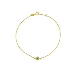 Add an esoteric finishing touch to any ensemble with this Forever 14K enameled evil eye 14k gold bracelet. Add an esoteric finishing touch to any ensemble with this Forever 14K enameled evil eye 14k gold bracelet. FEATURES Length: 7.5 in. + 0.5-in. extender Clasp: spring-ring Metal: 14k gold Finish: polished Packaging: boxed Nickel free Size: 7.5". Gender: female. Age Group: adult. Ring Metal, Gold Enamel, Metal Rings, Spring Rings, Evil Eye, Gold Finish, Chain Bracelet, Free Size, Gender Female