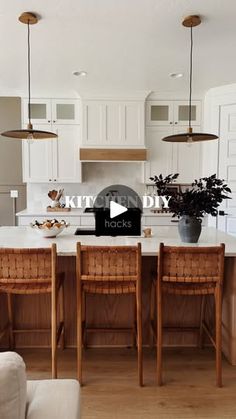 the kitchen is clean and ready to be used as a dining room or living room