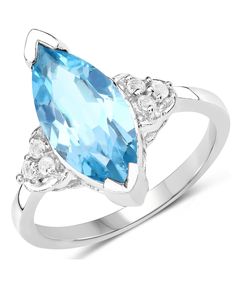 3.78ctw Natural Swiss Blue Topaz Rhodium Plated 925 Sterling Silver Marquise Right Hand Ring View 1 Topaz Cocktail Ring, Swiss Blue Topaz Ring, December Birthstone Ring, Blue Topaz Jewelry, Silver Ring Designs, Marquise Ring, Topaz Jewelry, Tear Stains, Aquamarine Jewelry