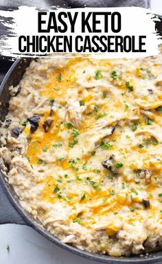 an easy keto chicken casserole in a skillet