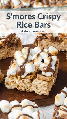 s'mores crispy rice bars with marshmallows on top