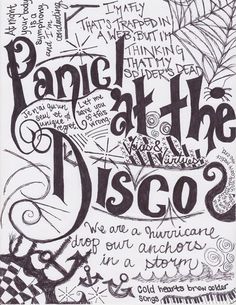 the poster for panic at the discoo, which is written in black and white