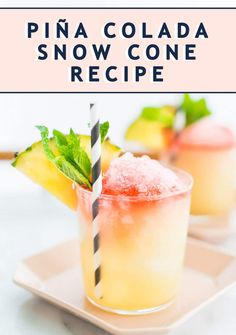 pina colada snow cone recipe with pineapple and mint