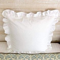 WHITE | 26x26 RUFFLED EURO SHAM Farmhouse Lifestyle, Bumper Pads For Cribs, Easy Pillows, Euro Pillows, Square Pillows, Ruffle Pillow, French Country Decor, White Farmhouse