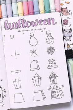 35+ Best bullet journal doodles for fall & halloween #bujodoodles #bujoideas #bulletjournal Halloween Bulletin Journal Ideas, Halloween Doodles Simple Step By Step, How To Draw Halloween Doodles, Spooky Doodles Easy, Halloween Doodles Simple, Step Aesthetic, Halloween Zeichnungen, Easy Halloween Doodles, Cute Halloween Drawings Doodles