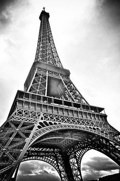 black and white photograph of the eiffel tower